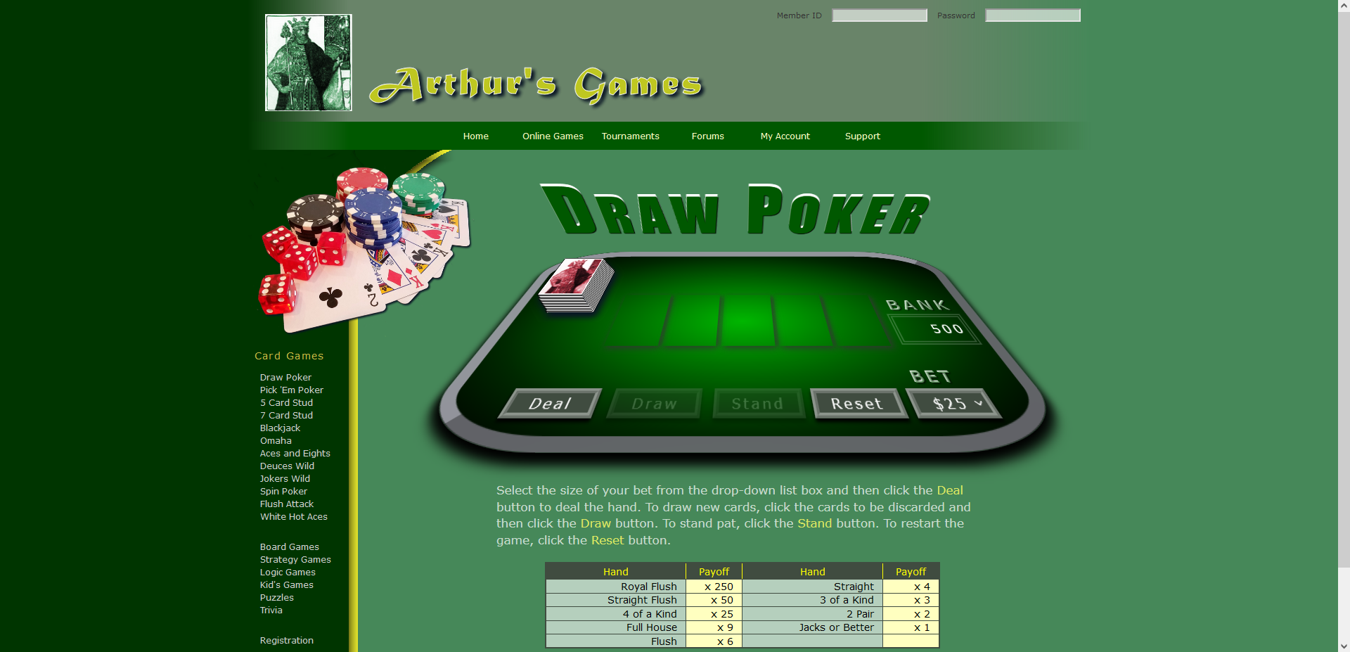 Arthur Games Draw Poker