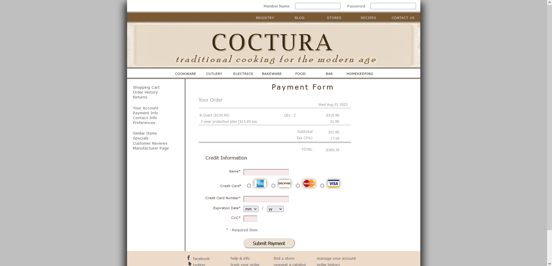 Coctura Check Out