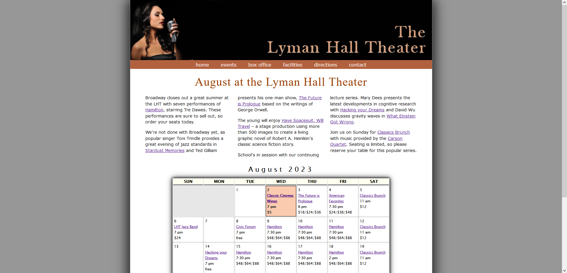 Lyman Hall Schedule